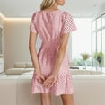 thumbnail image 4 of vigerkar 2025 Women Summer Short Dress V Neck Short Sleeve A Line Hollow Out Lace Ruffle Cute Casual Beach Party Dresses Pink, XXL, 4 of 9