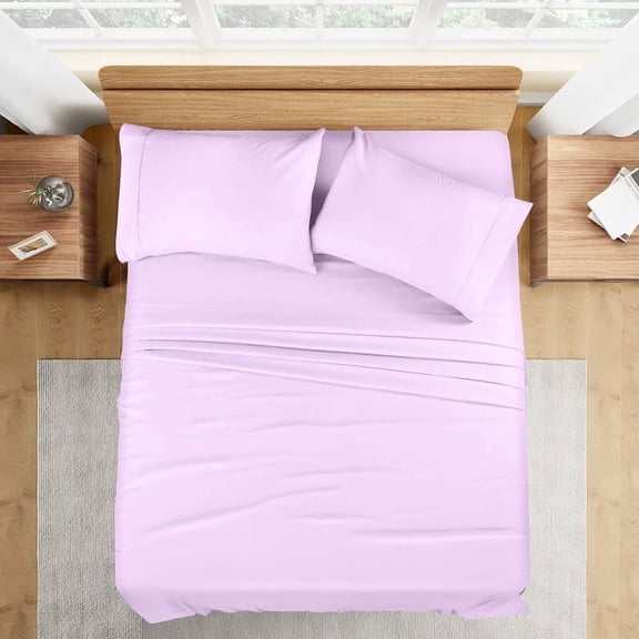 1000 Thread Count 100% Egyptian Cotton 4-Piece Bed Sheet Set (1 Flat, 1 Fitted Sheet, 2 Pillow Covers) 27 Inches Deep Pocket Size Full Color Lavender Solid