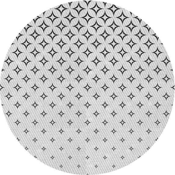 Ahgly Company Indoor Round Patterned Off-White Novelty Area Rugs, 5' Round
