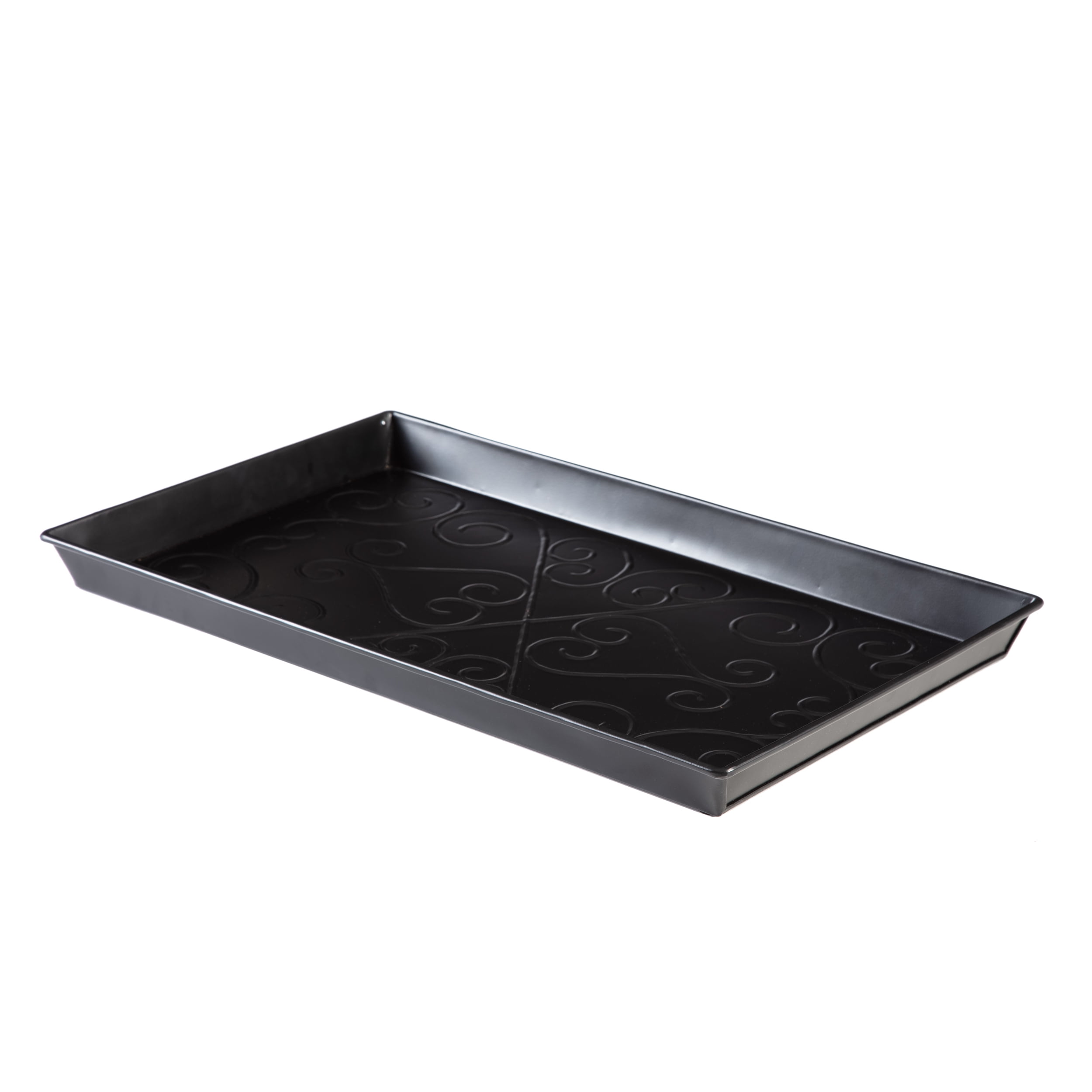 Black Metal Boot Tray with Tan Coir Insert