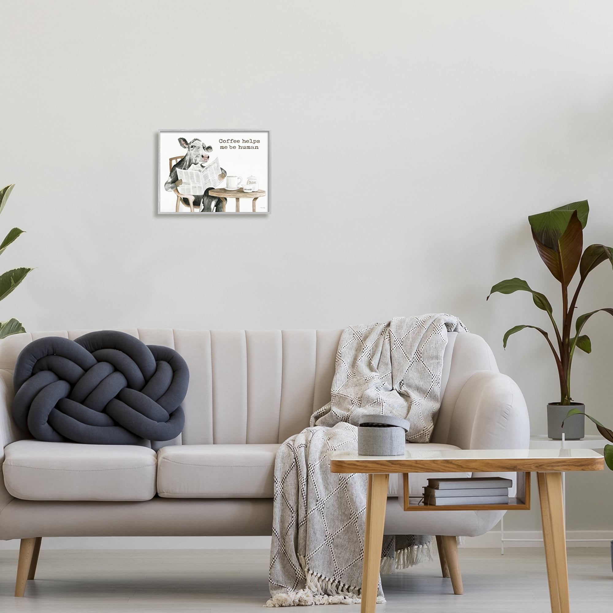 Stupell Industries Funny Morning Coffee Phrase Animals & Insects Painting Gray Framed Art Print Wall Art, 14 x 11