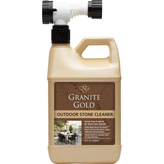 Granite Gold Stone Outdoor Cleaner, Attaches to Hose to Deep Clean Natural Concrete Patios, Decks, Driveways-Made in the USA, 64 Fl Oz (Pack of 1)