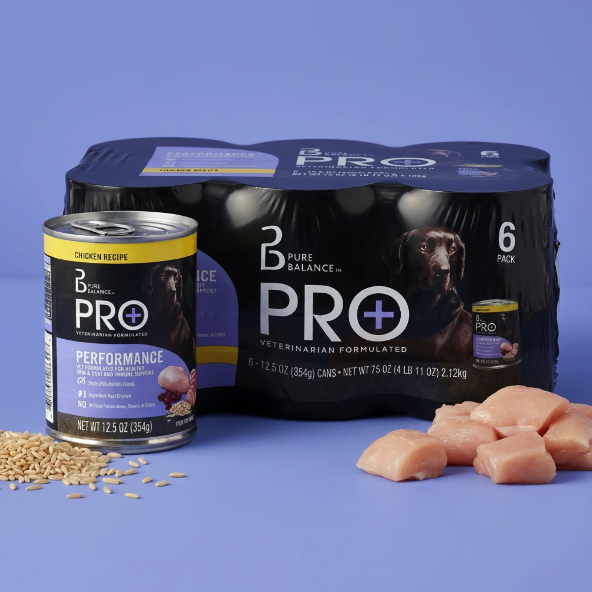 Pure Balance Pro+ Chicken Recipe Wet Dog Food for Performance, 12.5 oz Cans, 6 Pack
