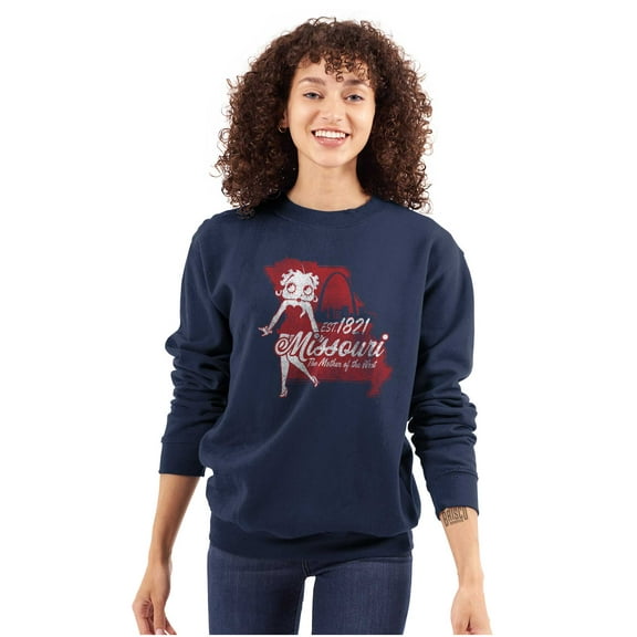 Betty Boop Missouri State Outline Women Crewneck Sweatshirt Brisco Brands M