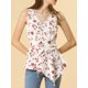 thumbnail image 2 of Top peplum envolvente con dobladillo asimétrico en la cintura con cuello en V sin mangas para mujerFlor Rojo S, 2 of 6