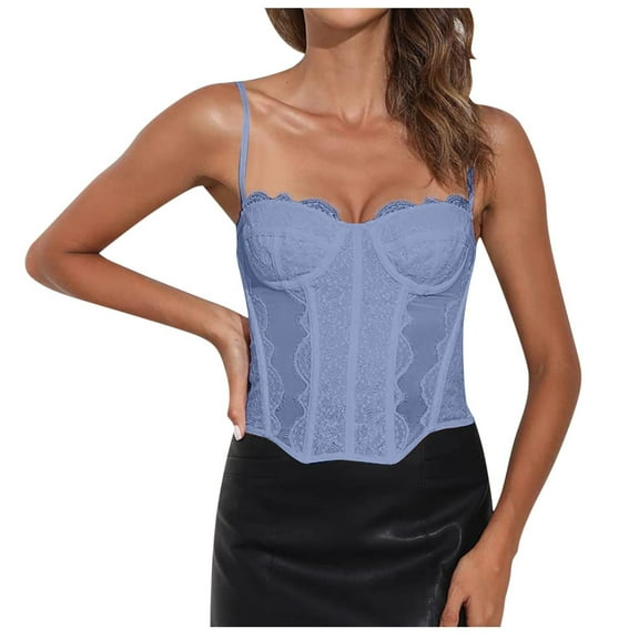 LARUYEKO Women Fashion Sexy Lace Corset Vintage Bustier Spaghetti Strap Backless Boned Party Crop Top Every Day Corset Self Suck plus Size Corset Belt Long Torso Waist Trainer with Latex on inside