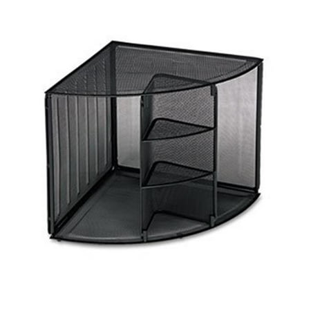 Mesh Shelf - Mesh Corner Desktop Shelf, Five Sections, 20 x 14 x 13, Black