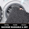 thumbnail image 5 of Soft Chenille Bathroom Rugs 17"x24" Absorbent Shaggy Bath Mat Washable Plush Bathroom Floor Mat, Dark Grey, 5 of 9