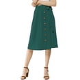 thumbnail image 6 of Unique Bargains Women's Button Front High Waist Belted Midi A-Line Skirt, 6 of 8