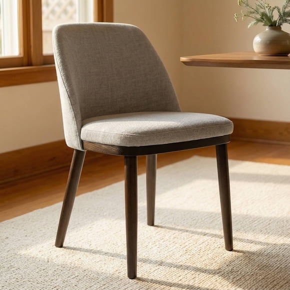 Ensemble de 4 Chaises de Salle à Manger Raya, Chaise Latérale Moderne Rembourrée pour Salle à Manger et Cuisine avec Pattes en Bois, Gain de Place, Facile à Assembler (Earl Grey)