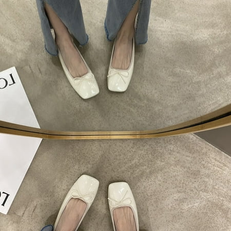 

Flat bow single shoes women s shoes 2023 new spring soft bottoming red bean spring and autumn shoes