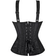 Basque Strap Black Corset with Straps Top Women Lingerie Bustier Zipper Plus Size ...
