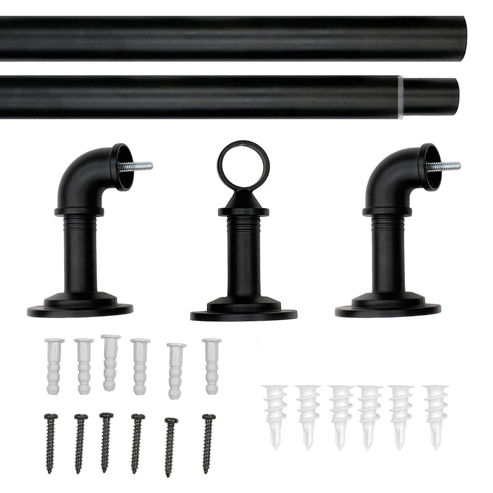 Better Homes & Gardens 1" Industrial Pipe Single Curtain Rod 42-120" Wrought Iron