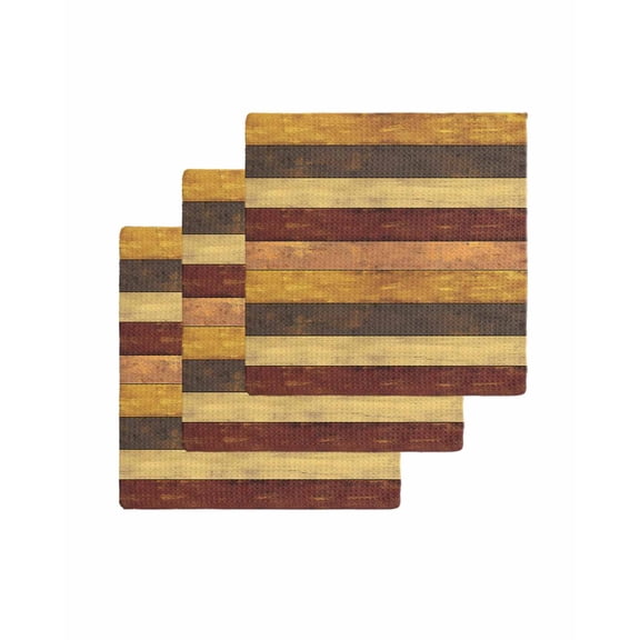 Brown Red Grey Farmhouse Kitchen Dish Towels for Drying Dishes Set of 3, Vintage Wooden Country Waffle Weave Microfiber Terry Hand Tea Bathroom Towels Quick Dry & Absorbent Towel 12x12