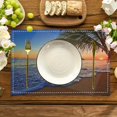 thumbnail image 4 of 4pcs Fashion Sunset Beach Coconut Tree Print Placemats Washable Placemats / Heat Resistant Table Mats Tabletop Protection Home Kitchen Supplies Holiday Party Scene Decoration Placemats, 4 of 6