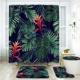 thumbnail image 6 of FMSHPON Jungle Leaves 4 Piece Bathroom Set Shower Curtain Bath Rug Contour Mat and Toilet Lid Cover, 6 of 8