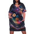 thumbnail image 1 of Vestido de fiesta de lujo elegante para mujer globo aerostático colorido hecho de flores en el cielo nocturno colorido 3 bolsillos sueltos ropa de Graduación, 1 of 6