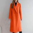 thumbnail image 2 of RYRJJ Women's Winter Double Breasted Wool Coats Long Sleeve Notch Lapel Long Trench Coat Dressy Casual Peacoat Outwear(Orange,XXL), 2 of 4