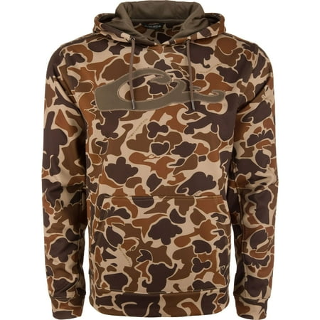 Drake Waterfowl Men s Performance 8-Shot Hunting Casual Stretching Hoodie with Kangaroo Pocket Lined Hood & Embroidered Logo Old School X-Large
