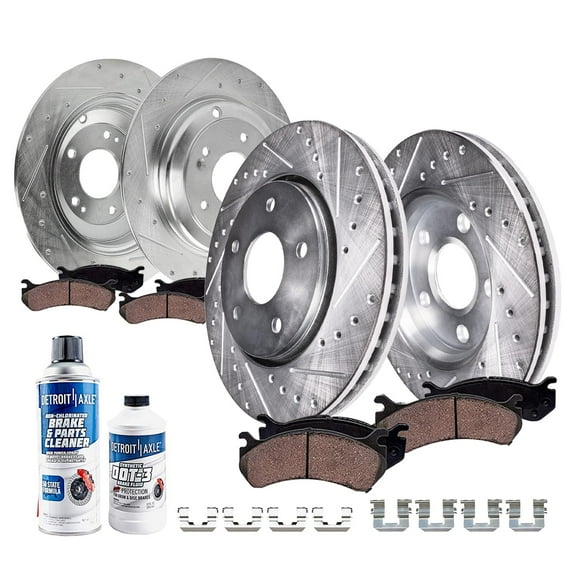 Detroit Axle - Brake Kit for Hyundai Genesis Coupe 2010-2016, 12.60" inch Front and 12.36" inch Rear Drilled Slotted Brake Rotors Ceramic Brakes Pads 2011 2012 2013 2014 2015 Replacement