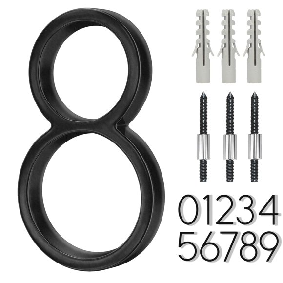 Número de casa BVNUD de acero inoxidable negro de 13 cm