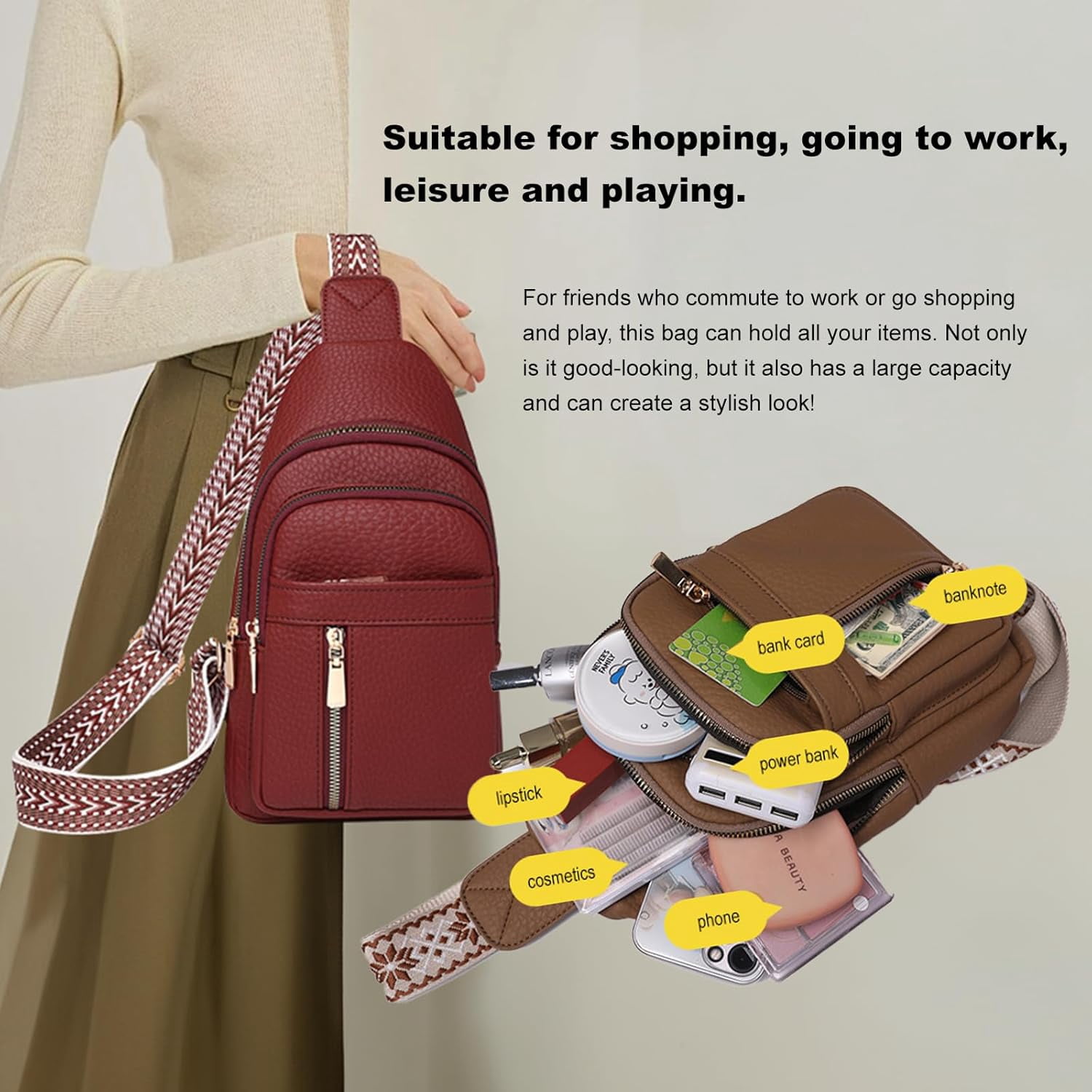 2025 Crossbody Bag,Travel Small Sling Bag Crossbody Bags for Women-Vegan Leather Fanny Pack Crossbody Bags for Women