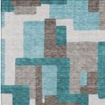 thumbnail image 5 of 9' X 12' Teal Blue Aqua And Beige Abstract Washable Indoor Outdoor Area Rug, 5 of 5