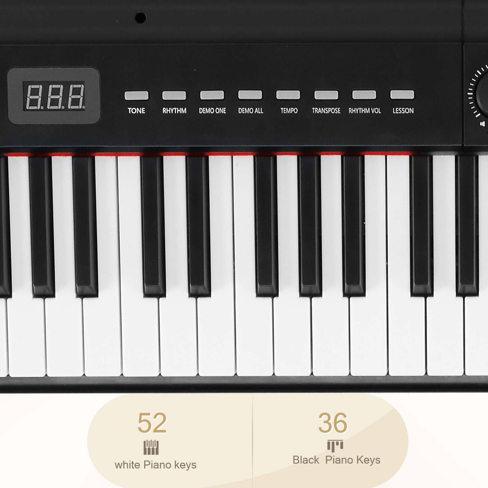 Glarry Digital Piano 88-Key Semi-Weighted Action, Electronic Keyboard Set with Stand, 3-Pedal Unit for Beginners, Black