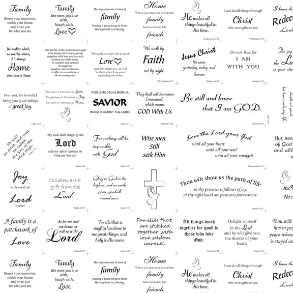 David Textiles 44" x 1 Yard Cotton Religoius Text Precut Fabric, White