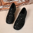 thumbnail image 5 of Viluyesy Loafers for Womens, Fashion Glitter Square Toe Chunky Heels Lady Slip-On Dressy Shoes Black US8.5, 5 of 9