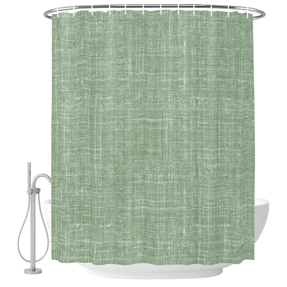 Small Stall Shower Curtain 36x78 Inch Narrow Half Size Sage Green Bath Curtains Bathroom Decor, Farmhouse Vintage Green Solid Color Modern Waterproof Fabric Shower Curtain Set with Hooks 36 Inch