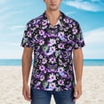thumbnail image 4 of Daiia Pink purple rainbow flower butterfly Hawaiian Shirt for Men Gentle Cotton Regular Short Sleeve Casual-Large, 4 of 9