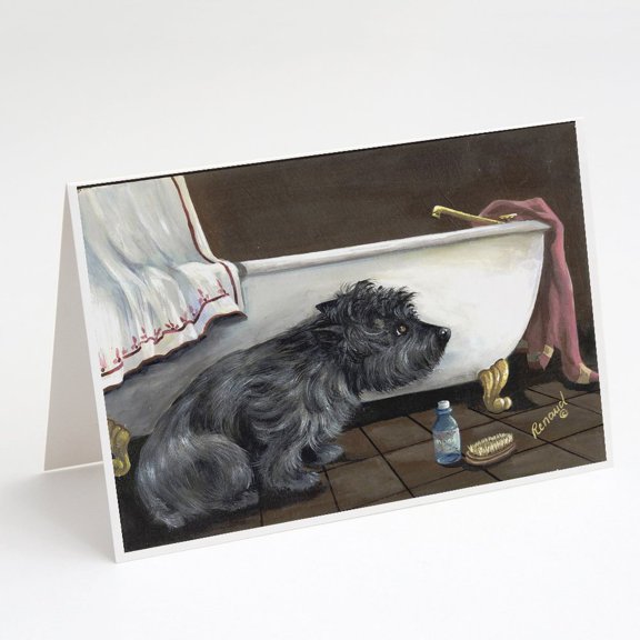 Cairn Terrier Bath Time Greeting Cards and Envelopes Pack of 8