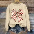 thumbnail image 6 of Avrnliq Womens Graphic Oversized Crewneck Sweatshirt - Khaki Bow Heart Print, Relaxed Casual Daily Wear,Size S, 6 of 8