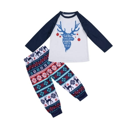 

Rovga Christmas Letter Print Tops Pants Clothes Set Xmas Family Matching Parent-Child Pajamas Festival Family Outfits