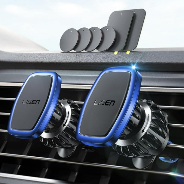 Soporte magnético para teléfono LISEN para ventilación de coche, paquete de 2 (azul)