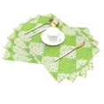 thumbnail image 2 of YFYANG Washable Heat-Resistant Placemats, 70% PVC/30% Polyester, Green Leaf Lattice Pattern Kitchen Table Mat, 12" x 18" 4 Piece, 2 of 6