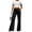 Black, variant on Crushed Velvet Pants High Waisted Comfy Soft Stretch Lightweight Yoga Pant Loungewear Bell Bottom Fall Winter Flare Pants 2XL