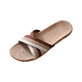 thumbnail image 2 of Open Toe Slippers for Women Linen Shoes Women Home Slippers Indoor Slippers House Slipper Fashion Unisex Linen Summer Beach Shoes Skidproof Indoor Slippers Coffee 8.5, 2 of 5
