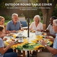 thumbnail image 3 of Round Outdoor Tablecloth with Umbrella Hole and Zipper, Sunflower Leaves Tablecloth with Elastic Waterproof, Bee Spring Retro Farmhouse Patio Table Covers for 45" - 54" Picnic Pool Tables, 3 of 9