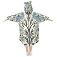 thumbnail image 2 of FORMRS Wearable Blanket Hoodie with Sleeves for Kids Cozy Flannel Sweatshirt, Blue Floral Pattern, 2 of 7