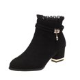 thumbnail image 1 of Botines de ante de otoño e invierno para mujer, botas sexis de tacón grueso para mujer, botas de encaje combinables con cremallera lateral, tacones altos, botas desnudas para mujer 35 Gao Jinjia LED, 1 of 2