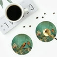 thumbnail image 4 of Yiaed Retro Birds Print Leather Coasters for Drinks - Cup Coasters Coffee Table Kitchen Table Bar, Home & Office Gifts Handmade Drink Coasters-Round Shape, 4 of 6