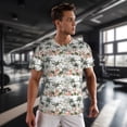 thumbnail image 3 of Wukai Flamingo Palm Trees Print Men's Short-Sleeved Mesh T-Shirt,Quick-Dry Short Sleeve Workout T-Shirt-5X-Large, 3 of 8
