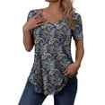 thumbnail image 3 of FOLUNSI Women’s Plus Size Tops V Neck Short Sleeve Shirt Floral Blouses Tunic Tops M-4X, 3 of 6