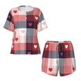 thumbnail image 4 of Qekee Heart Plaid Women's Pajama Set Short Sleeve Sleepwear Summer Home Wear with Pockets Soft Short Sleeve Shirt - Heart Plaid, 4 of 9