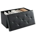 thumbnail image 1 of EDX 30" Storage Ottoman, Foldable Multi-Functional Footrest, PU Leather, 660lbs Load Capacity for Bedroom, Black, 1 of 7