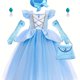 thumbnail image 1 of Disfraces De Princesa Azul Para Niñas Vestido De Fiesta De Cumpleaños Elegante Con Mangas Abullonadas Con Sombrero Guantes Corona Accesorios De Pendientes, 1 of 4