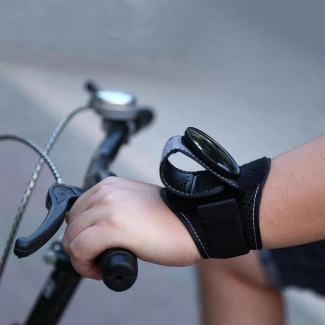 Bicycle Wrist Rearview Mirror, Adjustable Safety Cycling Mirror for Road Mountain Bike, Lightweight Handlebar or Wrist Mount, Wide Angle View for Enhanced Visibility Whil