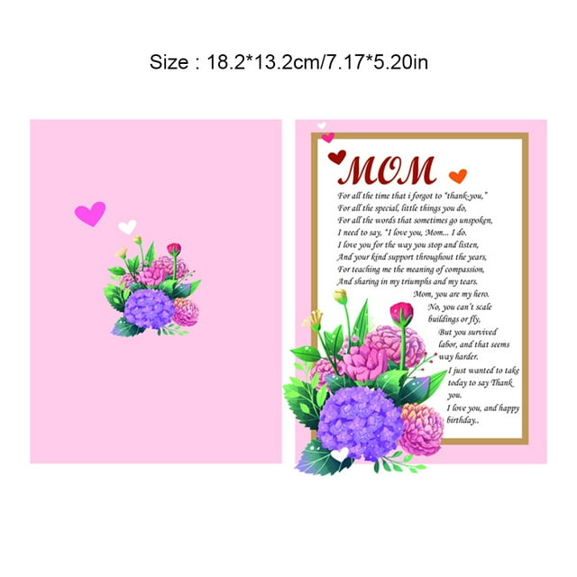 mmirethe Mothers Day Card Set With Envelope Eco-friendly And Exquisite Super Paper Birthday Greeting Card
